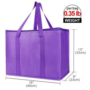 Sac isotherme pliable grand format, durable, non tissé, imprimé, réutilisable, imperméable, avec fermeture éclair, pour pique-nique et transport alimentaire - Product Image 2