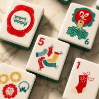 Coffret Cadeau de Noël de Luxe : Père Noël, Renne, Guirlande, Chaussette, Hibou, Tuiles de Mahjong Américaines en Acrylique Gravées – Idéal pour les Fêtes et les Voyages