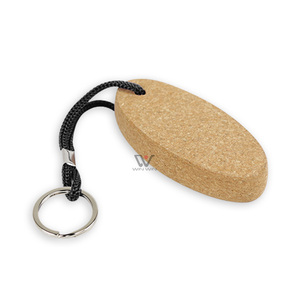 New Products Custom Logo Multi-function Water-absorbing Cork Floating Keychain Blank Wood Float Blanks Hanging Buckle