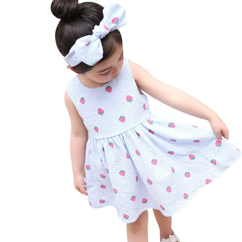 Wholesale Children's Boutique Clothing Cute Kids Baby Girl Bow Dress With Headband For Online Shopping India