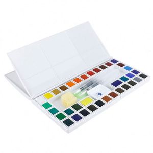 Mini Kit de Peinture Aquarelle de Voyage 24 Couleurs Assorties en Demi-Palettes sur Plateau Plastique pour Croquis sur Site, Verre, Toile, Papier 3ml - Product Image 2