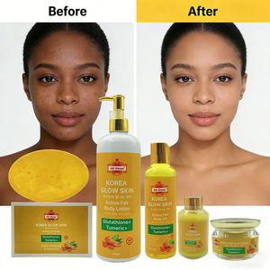 Conjunto de Clareamento de Pele OEM Korea <span class=keywords><strong>Glow</strong></span> com Óleo de Cúrcuma, Loção Corporal, Creme Facial e Glutationa para Pele Escura - Product Image 2