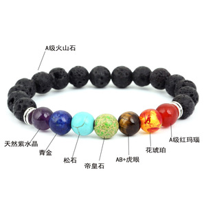 Q818 천연석 염주 팔찌 블랙 라바스톤 다이어트 행운 비즈 팔찌 - Product Image 6