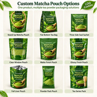 Sacs d'emballage en plastique pour poudre de matcha personnalisés, finition mate, pochette autoportante avec fermeture éclair, sac d'emballage pour café avec logo