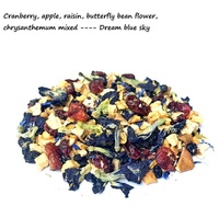 Heetverkopende cranberry-appel fruitmix thee met vlindererwtenbloesem blauwe hemel thee in losse groothandel