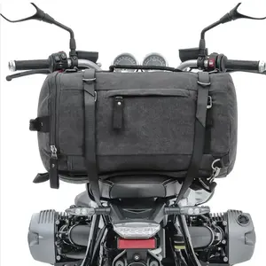 Waterproof Vintage Motor Bike Tail Bag Backpack Trunk Organizer Large Capacity Canvas Motorcycle Saddle Bag