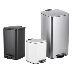 Poubelle à pédale carrée en acier inoxydable à fermeture douce de 6, 8, 12, 16, 20, 30, 40, 50, 60 litres pour cuisine et salle de bain - Product Image 1