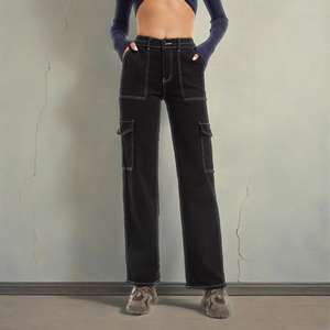 2025 European American <b>Women's</b> Fashion Trendy Loose Straight Leg High Waist Denim <b>Cargo</b> Jeans for Autumn Winter New - Product Image 1