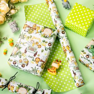 Baby Shower Wrapping <b>Paper</b> Greenery Safari Jungle Theme 46.8 Square Feet <b>Roll</b> Gift Wrap For Newborn Celebration - Product Image 2