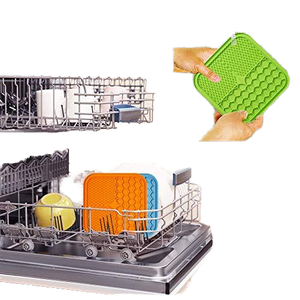 Tappetini per leccare il cane da compagnia impermeabili ecologici in Silicone blu Pawprint con burro di arachidi e ciotole e mangiatoie in stile amore - Product Image 4