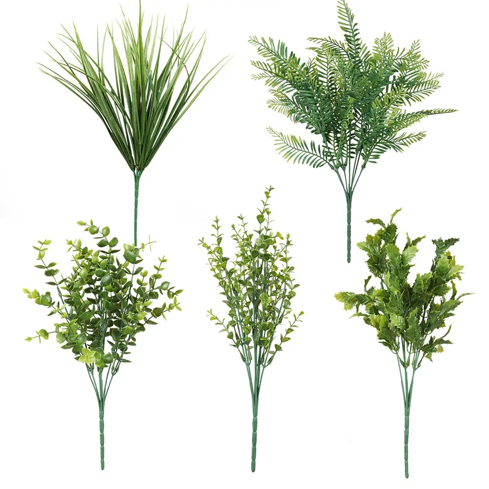장식 꽃과 화환 플라스틱 식물 페르시아 잔디 단풍 꽃꽂이 저렴한 인공 꽃과 식물 녹색