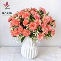FLOREN Bouquet de fleurs artificielles en soie au toucher réel, carnations mélangées, aspect naturel et réaliste, pour mariage, décoration intérieure, cadeau