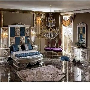 Cama de madera estilo victoriano con muebles a juego, marco de cama ornamentado y muebles a juego, cama tamaño king size para casas en EE. UU. - Product Image 1
