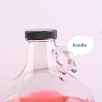 Bouteille en verre de vin Growler 2L 1gallon avec couvercle en verre ambré transparent de grande taille