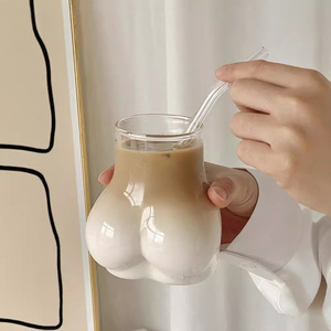 Divertida, Sexy y Linda Taza de Vidrio con Diseño de Trasero, Creativa y Aislada para Café Americano Helado, Latte, Bebidas con Hielo, Té con Leche, Resistente a Altas Temperaturas - Product Image 4