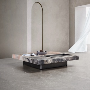 Grande table basse en marbre unique de haute qualité, nouveau design, meuble <span class=keywords><strong>TV</strong></span> et table basse, ensembles de salon de villa moderne de luxe - Product Image 3