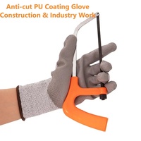Gants de protection anti-coupure en fibre de verre HPPE avec revêtement PU SNELL à forte adhérence, fournis directement par l'usine, pour la manipulation sur les chantiers de construction