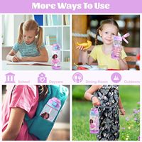 Bouteille d'eau écologique pour enfants, pour l'école, le camping et les voyages, 20 oz, plastique durable avec paille en silicone, couvercle de bec verseur pop-up, sans BPA