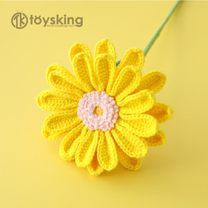 Grande fleur <span class=keywords><strong>de</strong></span> <span class=keywords><strong>Gerbera</strong></span> tissée branche <span class=keywords><strong>de</strong></span> chrysanthème africain double feuilles une est aussi très belle - Product Image 3
