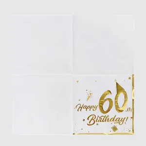 20 세 호일 스탬프 생일 냅킨, 1 학년 파티 장식, 인쇄된 순목 펄프 종이