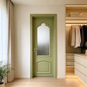 Puerta de Madera Compuesta Lacada Verde <span class=keywords><strong>Oliva</strong></span> con Vidrio Esmerilado Impermeable, Puertas Villa Slab - Product Image 2