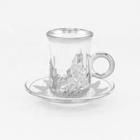 Nouvel Arrivage en Gros – Services de Moulage Personnalisé – Ensembles de Tasses à Thé en Verre Plaqué Or/Argent Gravé de Luxe – Meilleurs Cadeaux pour Mariages et Fêtes