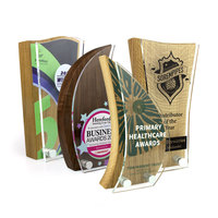 Prix du meilleur service à base de bois Cadeaux de partenariat de reconnaissance d'entreprise en bois acrylique imprimé sur mesure