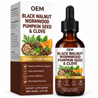 Complément Liquide OEM Marque Blanche 60ml Sans OGM à base de Noyer Noir, Absinthe, Graine de Citrouille et Clou de Girofle pour le Soutien Digestif, Intestinal et Immunitaire