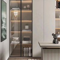 Armoire de style européen, placard de chambre à coucher, porte en verre fermée avec éclairage LED, espace de rangement pour vêtements, villa, dressing