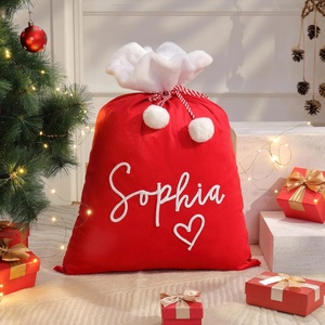 Sac cadeau personnalisé de Noël, broderie de nom personnalisée, sac de rangement pour cadeaux, bordure en fausse <span class=keywords><strong>fourrure</strong></span>, sac de Noël en velours, sac du Père Noël - Product Image 6