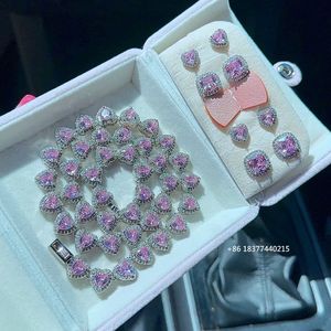 FOXIホット販売女性ダイヤモンドアイスアウト真鍮シルバー18kゴールドメッキダブルハートファッションジュエリーネックレス女性用 - Product Image 5