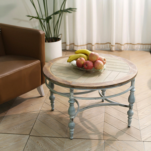 INNOVA Bàn Trà Tròn Chạm Khắc Gỗ Cứng Hoài Cổ Cho Phòng Khách Bàn Cà Phê Cạnh Mộc Mạc - Product Image 2