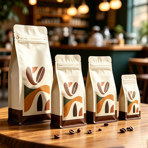Bolsa cuadrada para café, tipo stand-up pouch, con cierre de cremallera, impermeable, para envasado de alimentos, color personalizado, para granos y polvo. - Product Image 1