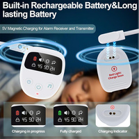 Alarme de litillage portable avec design de montre, alarme sonore, chansons, mode vibration, 80 dB, détecteur d'humidité urinaire avec capteur de couche