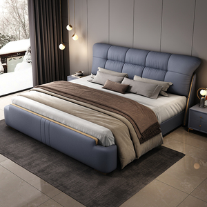 <span class=keywords><strong>Letto</strong></span> pneumatico in pelle con funzione portaoggetti personalizzabile testiera ricurva a ciuffo ricurva rivestita in <span class=keywords><strong>oro</strong></span> camera da <span class=keywords><strong>letto</strong></span> essenziale - Product Image 6