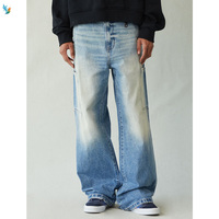 Jean cargo homme en denim bleu clair délavé, coupe ample taille haute, jambe large droite, haute qualité |   Streetwear Skater Y2K