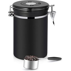 Stainless Steel Kitchen <b>Coffee</b> & Tea Sugar Canister with Date-Tracker CO2-Release Valve <b>Spoon</b> - Product Image 1