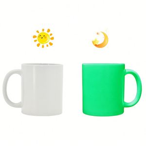 Tasses en céramique blanches de 11 oz avec anse, vaisselle droite, brillent dans le noir, vierges pour sublimation, mug à café - Product Image 2