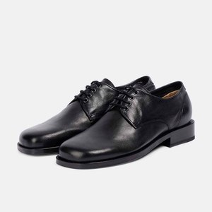 Classique britannique petites chaussures en cuir carré bout rond lacets de chaussures simples lacets bas et chaussures Derby - Product Image 1