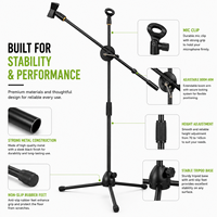 Support de microphone professionnel réglable, trépied en métal robuste pour scène, studio et enregistrement