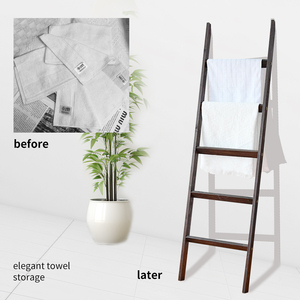 Handmade Wooden Blanket Ladder <b>Bamboo</b> Wall Leaning <b>Towel</b> Ladder Decorative Quilt Rack for Living Room - Product Image 6