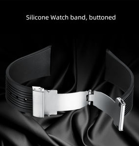 Fabricant de montres Montre lumineuse à grille superposée Texture Phase lunaire Montre chronographe à quartz en silicone pour hommes Style sportif - Product Image 5