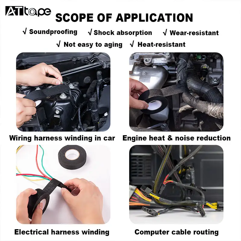 Envoltura de alambre automotriz electrónica Arnés de cables Cinta de tela Cinta de envoltura de tela automotriz Cinta de arnés de cableado de tela