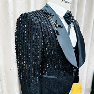 <span class=keywords><strong>Traje</strong></span> Hecho a Mano Personalizado para <span class=keywords><strong>Hombre</strong></span>, Esmoquin de 3 Piezas, Chaqueta, <span class=keywords><strong>Chaleco</strong></span> y Pantalones, Cierre de un Botón, Ropa Formal para Novio, Estilo Europeo - Product Image 4