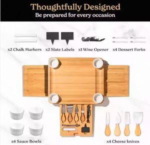 Planche à découper en bambou pour <span class=keywords><strong>fromage</strong></span> Ensemble d'outils en bois écologique Tiroir Vin Apéritif <span class=keywords><strong>Plateau</strong></span> Assiette à <span class=keywords><strong>fromage</strong></span> Ensemble cadeau pour aliments cuits Fruits - Product Image 2