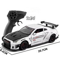 Voiture miniature RC Nissan GTR 1:24 avec effets sonores et lumineux, télécommandée, jouet décoratif