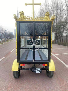 Chariot funéraire noir pour cérémonies chrétiennes, avec peinture anglaise, type calèche à chevaux, remorque pour calèche à chevaux - Product Image 6