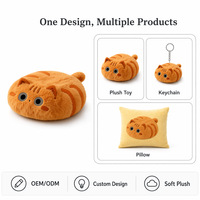Peluche personnalisée chat orange, adorable personnage de dessin animé, coussin en peluche, mini oreiller rembourré pour cadeau de vacances, faible MOQ, OEM, ODM