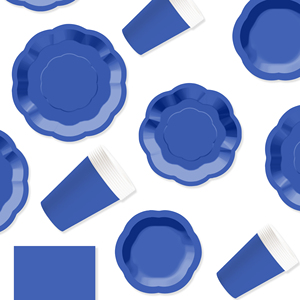 DAMAI Dark Blue Paper Party Plates Set Serves 8 Disposable Dinner Dessert Plates for Baby Shower Wedding Birthday Party Supplies - Product Image 3