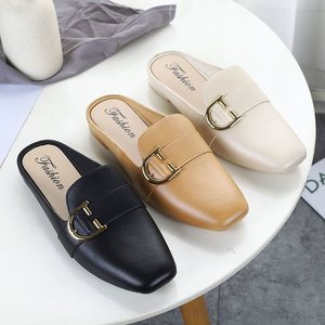 Women's Summer Korean-Style <b>Half</b> Toe Slippers Casual Non-<b>Slip</b> Sandals <b>Slip</b>-On Flat Design for Students Internet Celebrants - Product Image 4